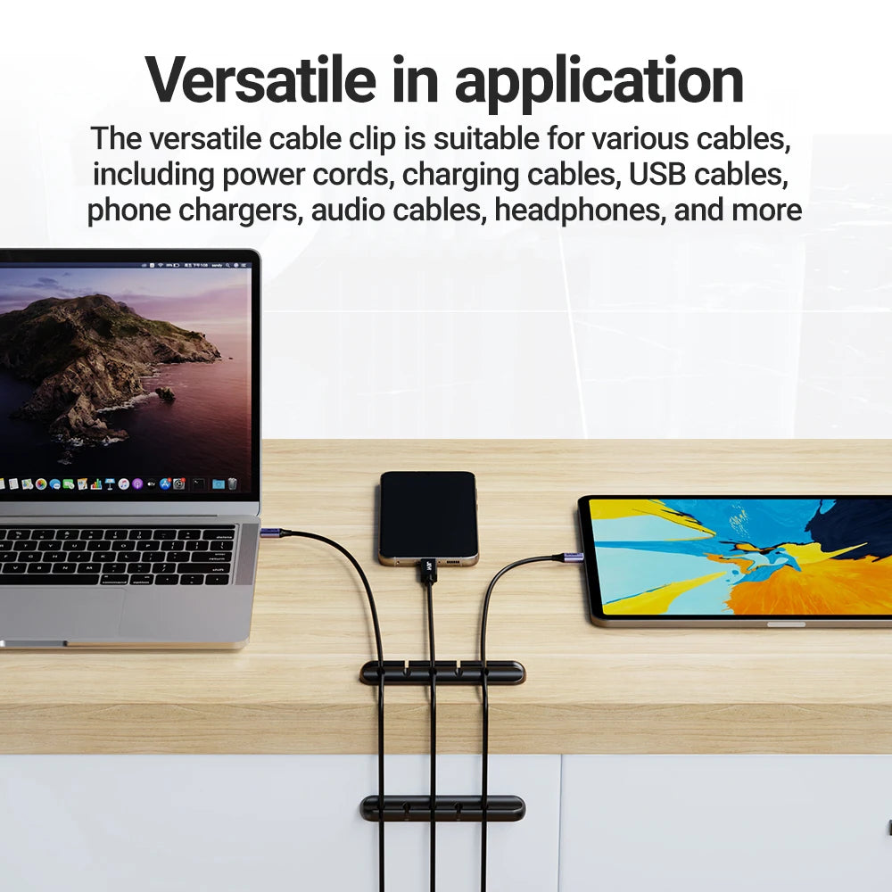 🔌 Adhesive Cable Clips | Cord Organizer for Desk & Nightstand
