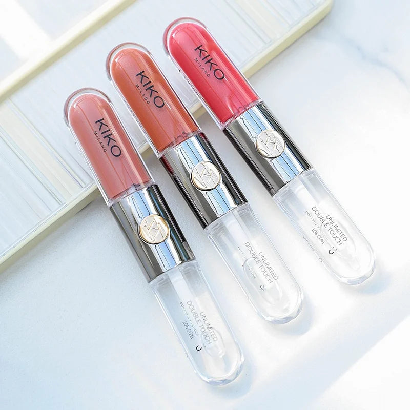 parKIKO Double-Headed Lipstick 💄✨ent Hot Kiko Double Headed Lipstick TransMirror Lip Gloss Non Fading Oil Sexy Rich Lip Gloss Milk Tea Bean Paste Naked Makeup